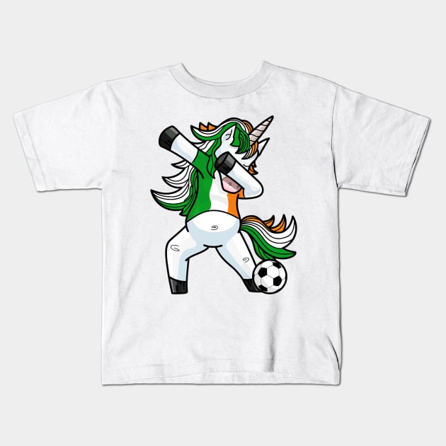 Dabbing Soccer Unicorn Ireland Irish Football Kids T-Shirt by Macy XenomorphQueen